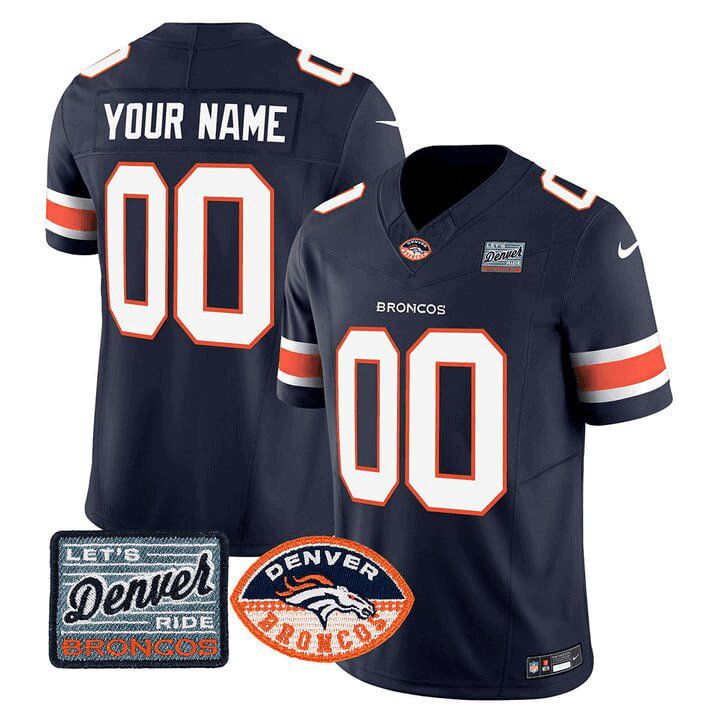 Men Denver Broncos Blue 2024 Nike Logo Patch Vapor Limited Custom NFL Jersey->customized nfl jersey->Custom Jersey